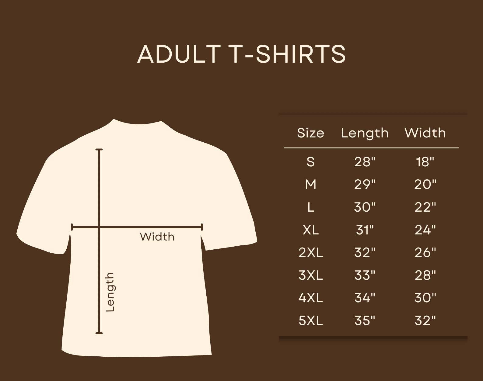 adult t-shirt size chart